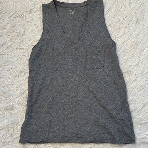 Madewell V-Neck Pocket Tank Top - Dark Heather Gray